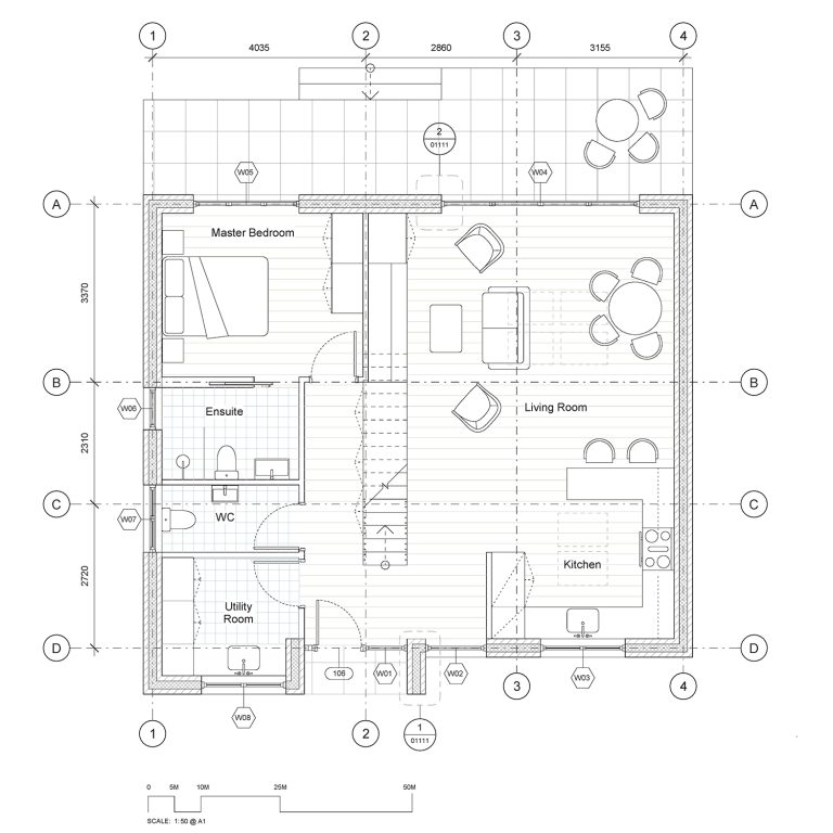 Plan showing Revit Template drawing with hatches
