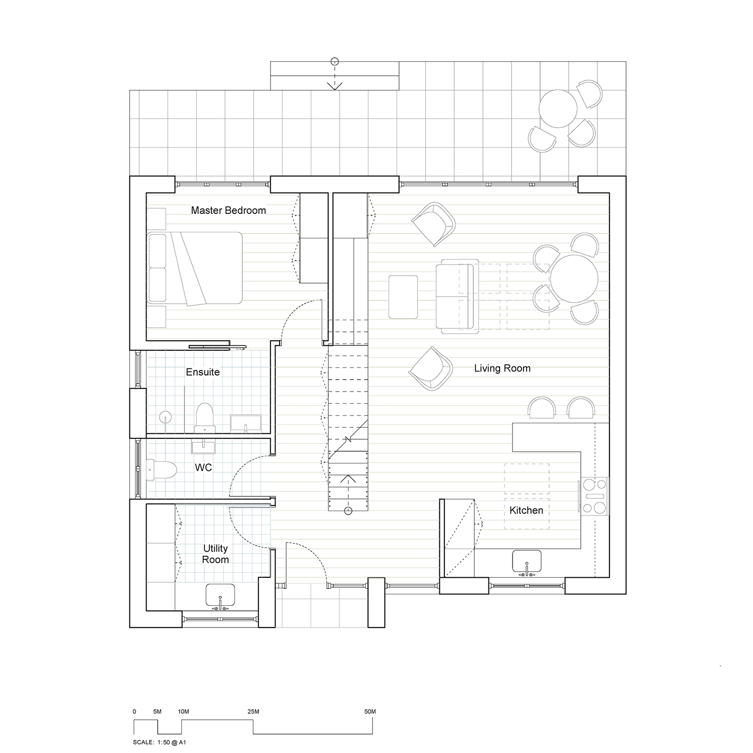 Plan showing Revit Template drawing in white