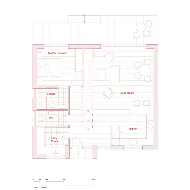Plan showing Revit Template drawing in pink