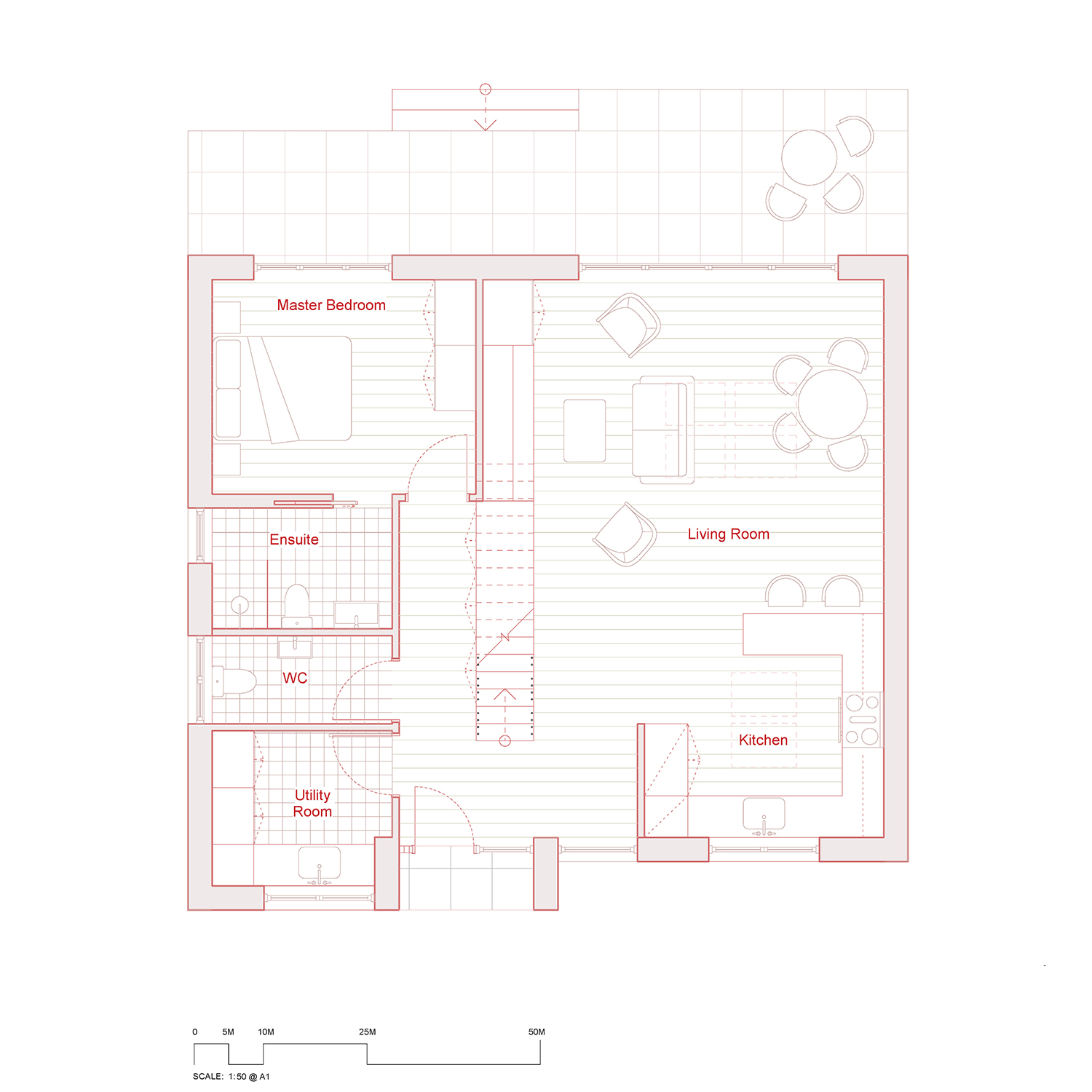 Plan showing Revit Template drawing in pink
