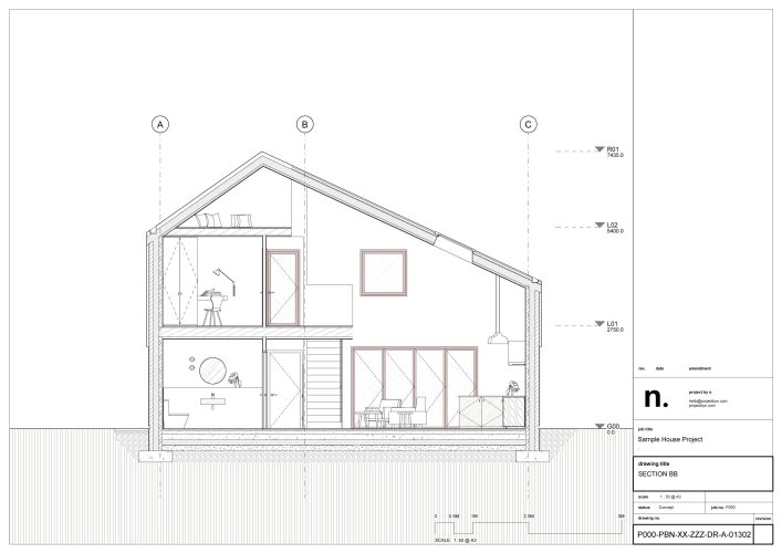 Revit Section Drawing of a house